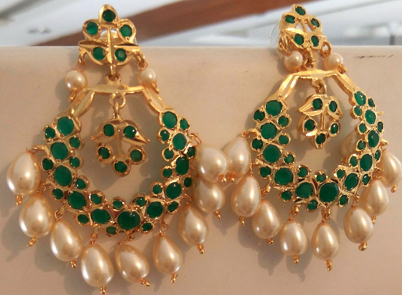 40 Grams Gold Chandbali Earrings Design - South India Jewels